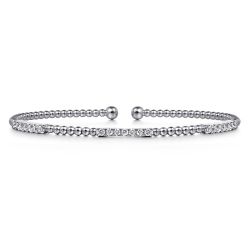 14K White Gold Bujukan Diamond Stations Bangle