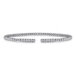 14K White Gold Bujukan Diamond Bars Bangle