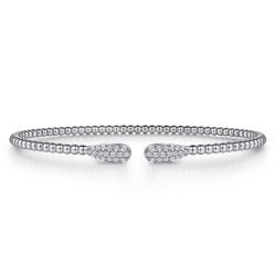 14K White Gold Bujukan Diamond Teardrops Bangle