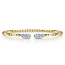 14K Yellow Gold Bujukan Diamond Teardrops Bangle