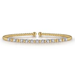 14K White-Yellow Gold Bujukan Diamond Split Bangle