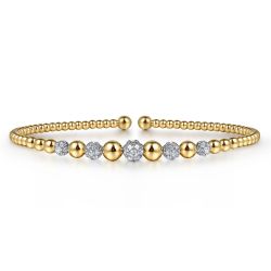 14K Yellow-White Gold Bujukan Diamond Stations Bangle