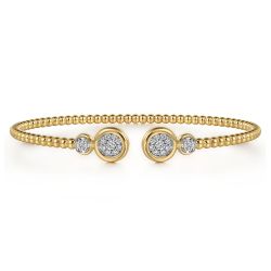 14K White and Yellow Gold Diamond Bujukan Bangle