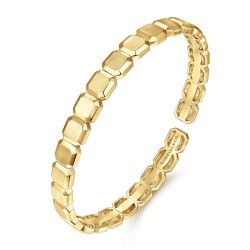 14K Yellow Gold Open Cuff Hexagon Bangle