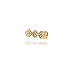 14K Yellow Gold Diamond Rhombus Pattern Single Cuff Earring