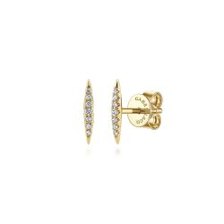 14K Yellow Gold Pave Diamond Spiked Stud Earrings