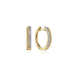 14K Yellow Gold Bujukan Pave 10mm Diamond Huggie Earrings