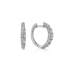 14K White Gold 15mm Classic Diamond Huggies