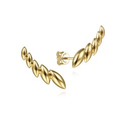 14K Yellow Gold Leaf Station Crawler Earrings