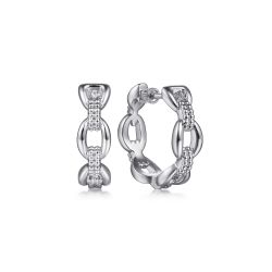 925 Sterling Silver 20mm Oval Link Classic Hoop Earrings