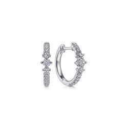 14K White Gold Diamond Huggie Earrings