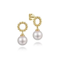 14K Yellow Gold Bujukan Pearl Drop Earrings