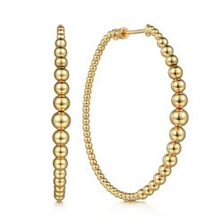 14K Yellow Gold 50mm Bujukan Hoop Earrings