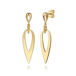 14K Yellow Gold Bujukan Stud Drop Earrings