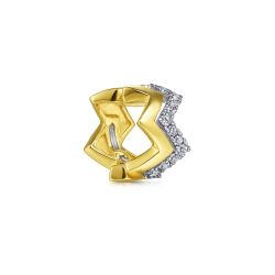 14K White-Yellow Gold Diamond Zig Zag Ear Cuff