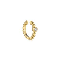 14K Yellow Gold Bujukan Bezel Set Diamond Single Ear Cuff