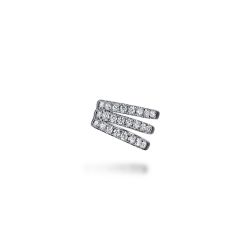 14K White Gold Three Row Diamond Single Ear Cuff