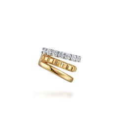 14K White Yellow Gold Prong Set Diamond Muli Row Single Ear Cuff
