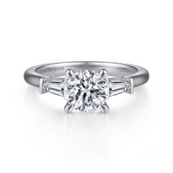 Honor - 14K White Gold Round Three Stone Channel Set Semi-Mount Ring