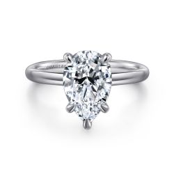 Lark - 14K White Gold Pear Shape Solitaire Semi-Mount Ring