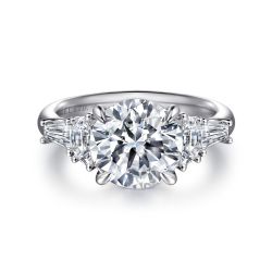 Arielle - 18K White Gold Round Five Stone Semi-Mount Ring
