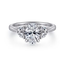 Dani - 14K White Gold Oval Semi-Mount Ring