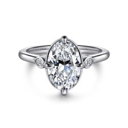 Charli - 14K White Gold Oval Three Stone Semi-Mount Ring