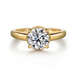 Geo - 14K Yellow Gold Round Semi-Mount Ring