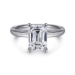 Unite - 14K White Gold Emerald Cut Solitaire Semi-Mount Ring