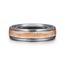 Mens Alternative 6mm Round Tantalum and 14K Rose Gold Band