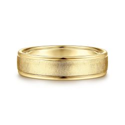 Elijah - 14K Yellow Gold 6mm - Men's Wedding Band in Sandblast Finish