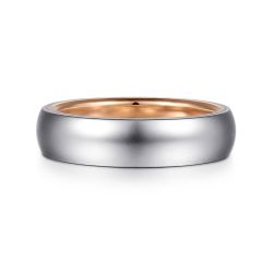 Soren - 14K White-Rose Gold 6mm - Two Tone Men's Wedding Band in Sand Blast Finish