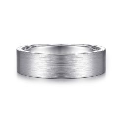 Steven - 14K White Gold 6mm - Flat Men's Wedding Band in Satin Finish