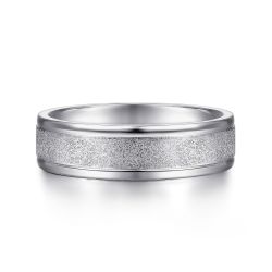 Matteo - 14K White Gold 6mm - Men's Wedding Band in Sand Blast Finish