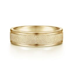 Matteo - 14K Yellow Gold 6mm - Men's Wedding Band in Sand Blast Finish