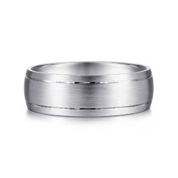 Andrew - 14K White Gold 7mm - Men's Wedding Band in Satin Finish