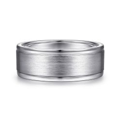 Emmett - 14K White Gold 8mm - Men's Wedding Band in Satin Finish