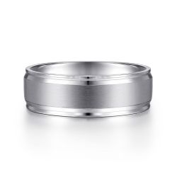 Gabriel - 14K White Gold 7mm - Men's Wedding Band in Satin Finish