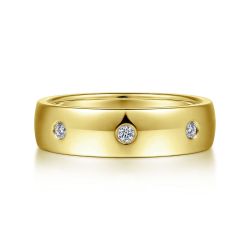 Emrys - 14K Yellow Gold Diamond Men's Wedding Ring in High Polished Finish