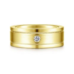 Rhys - 14K Yellow Gold Diamond Men's Wedding Ring in Satin Finish