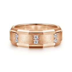 Nico - 14K Rose Gold Diamond Men's Wedding Ring in Satin Finish