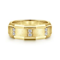 Nico - 14K Yellow Gold Diamond Men's Wedding Ring in Satin Finish