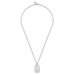 22 Inch 925 Sterling Silver Dog Tag Pendant Necklace