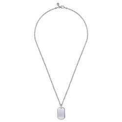 22 Inch 925 Sterling Silver Dog Tag Pendant Necklace