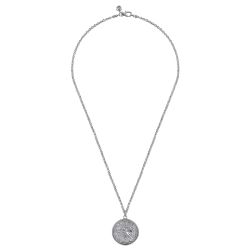 22 Inch 925 Sterling Silver Round St Christopher Protect US Pendant Necklace