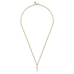 22 Inch 14K Yellow Gold Italian Horn Pendant Necklace
