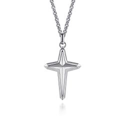 22 Inch 925 Sterling Silver Cross Pendant Necklace