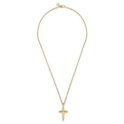 22 Inch 14K Yellow Gold Cross Pendant Necklace