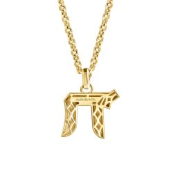 22 Inch 14K Yellow Gold Chai Pendant Necklace
