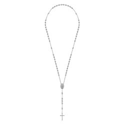 27 Inch 925 Sterling Silver Diamond Cross Rosary Solid Men's Link Chain Necklace